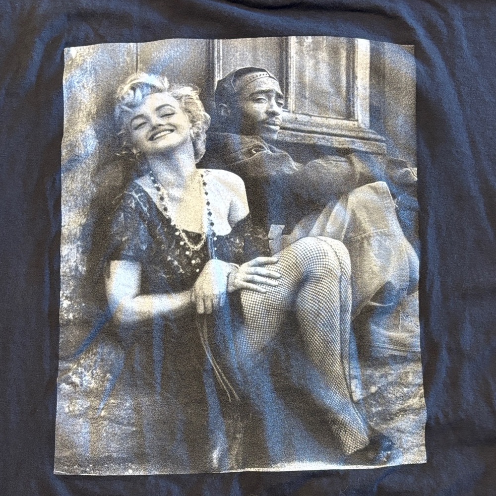 Tupac Marilyn  T-Shirt Mens 2XL Black Alstyle Graphic Tee Hip Hop Collab (10) - Picture 2 of 6